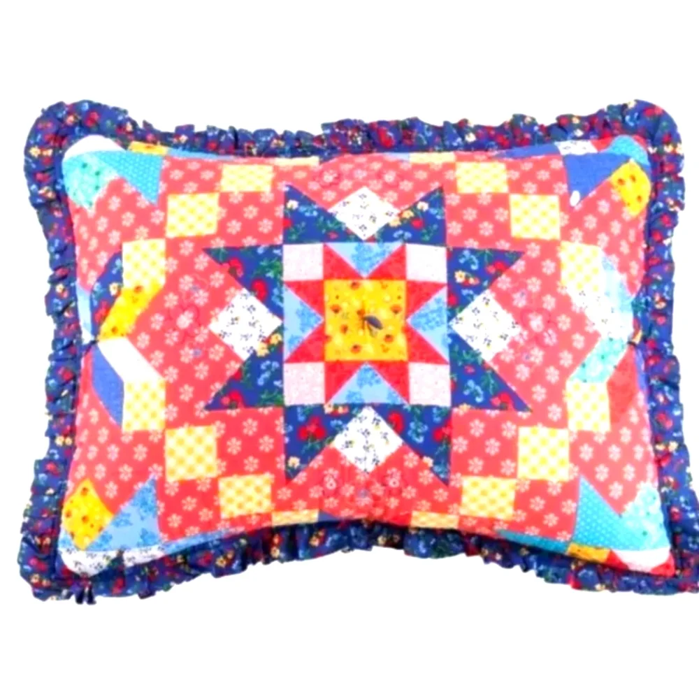 Pioneer Woman King Pillow Shams Starlight Patchwork 2-Pc Quilted Ruffled Cottage